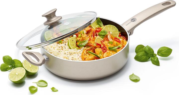 Image du produit Greenpan Cambridge Inductie Hapjespan met Deksel - 28 cm - PFAS-vrij - Brons (Cocotte + faitout, Poêle à frire, Aluminium, 28 x 7 cm)