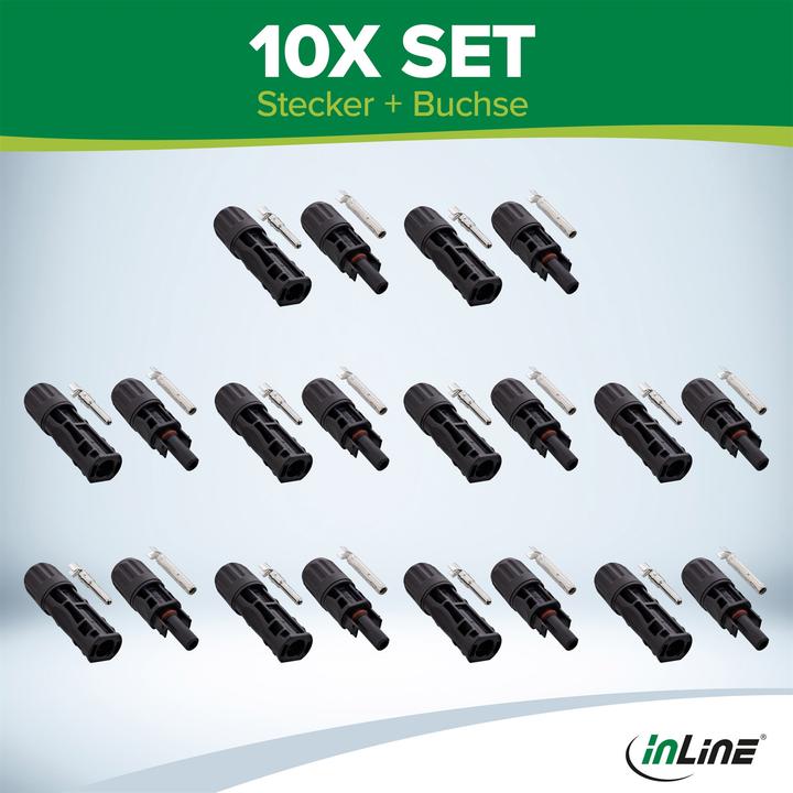 Produktbild InLine 10er Set ® Solar Photovoltaik Steckverbinder, 10x Stecker + 10x Buchse (Solarstecker)