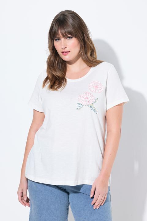 Produktbild Ulla Popken T-Shirt, Mohn-Stickerei, Rundhals, Halbarm (50, 52)