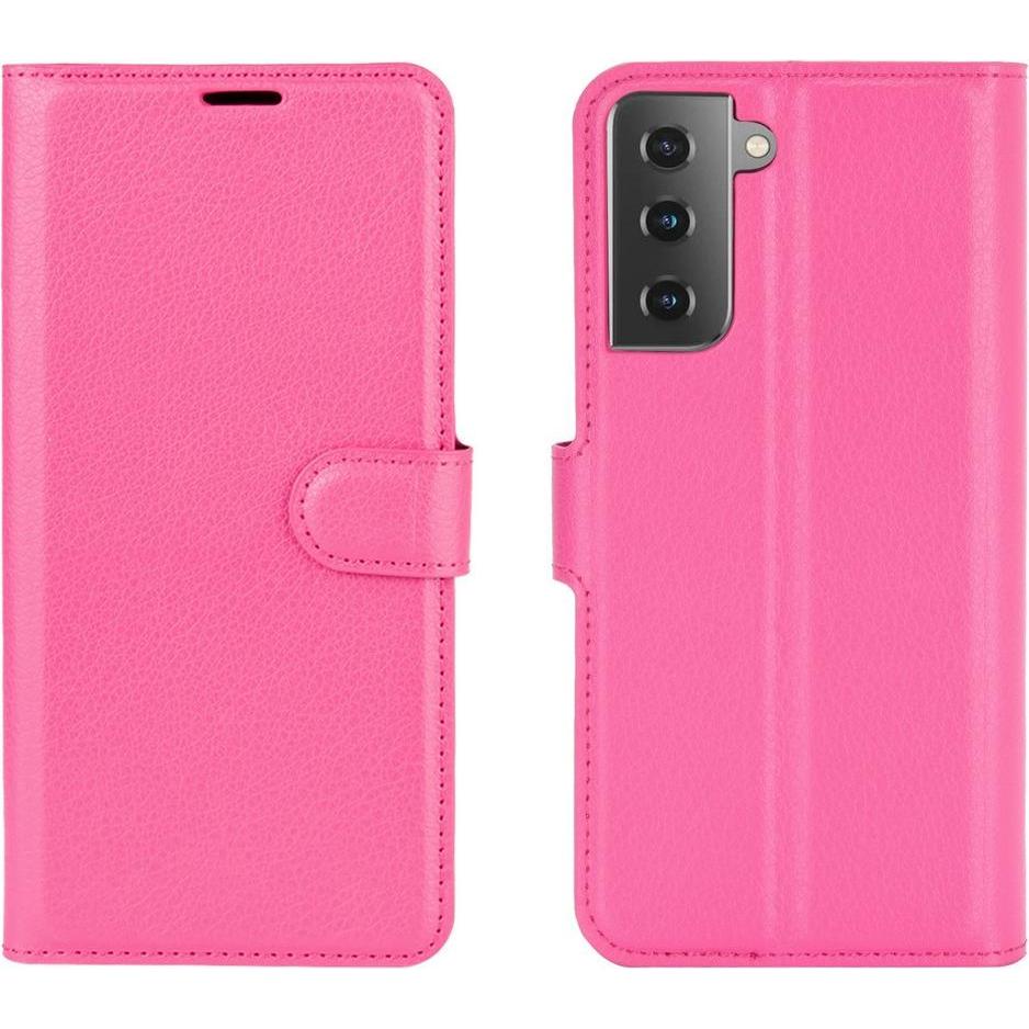 Cover-Discount Galaxy S21 - Leder Etui Hülle pink (Samsung Galaxy S21), Smartphone Hülle, Pink