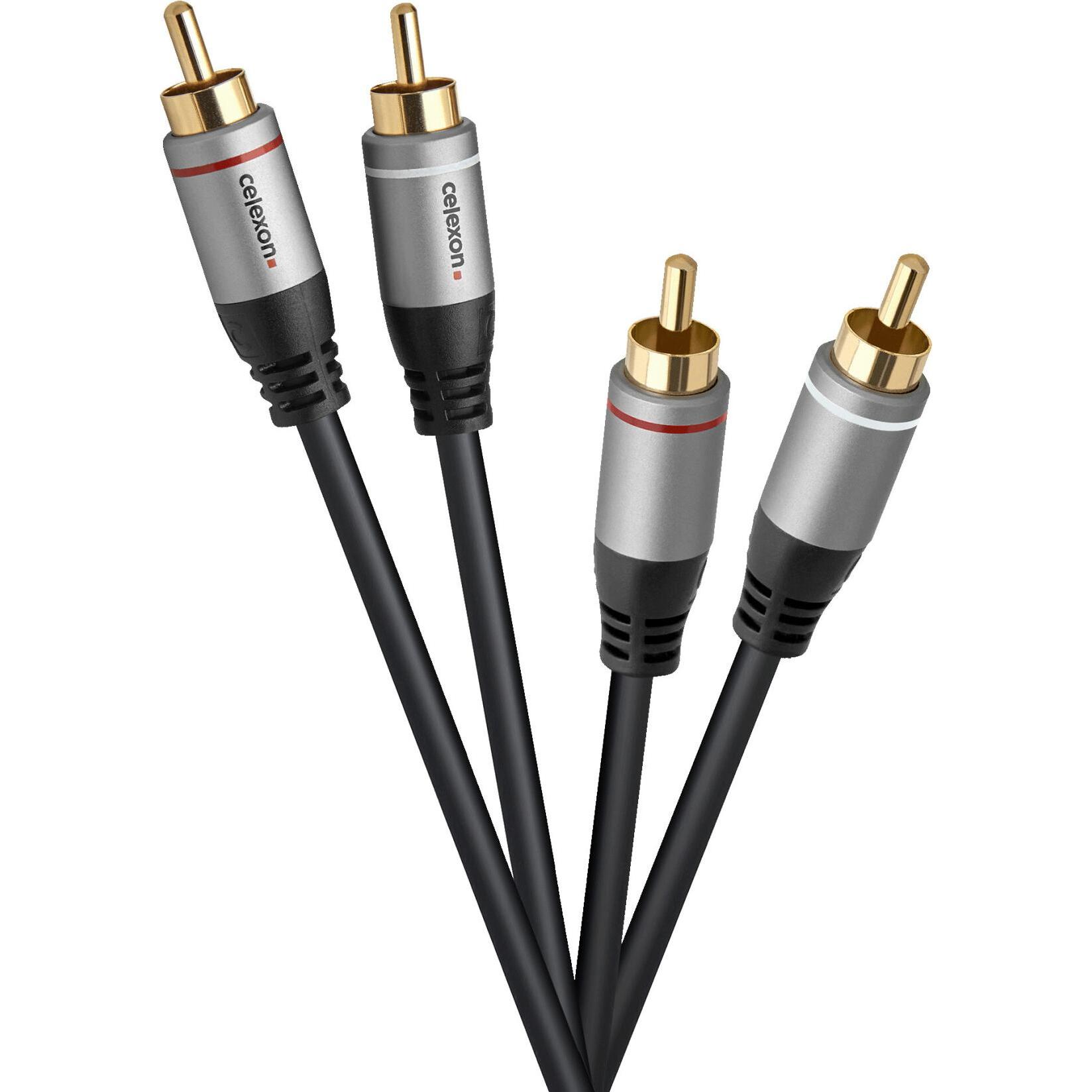 Celexon 2x Cinch Stereo Audiokabel 1,0m - Professional Line (1 m, Cinch), Audio Kabel