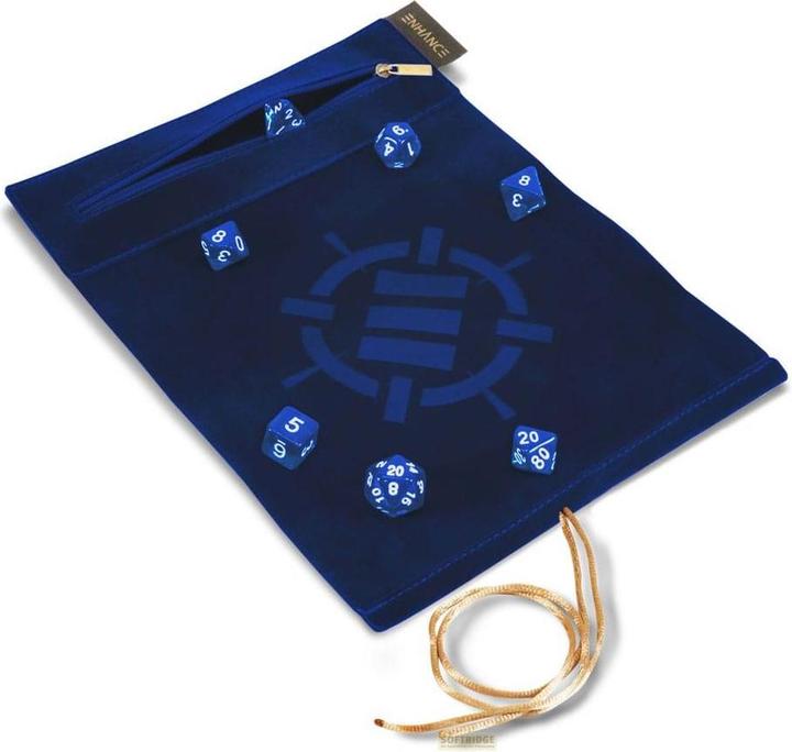 Enhance Tabletop Roll on a Scroll Würfeltasche mit Würfel Blau