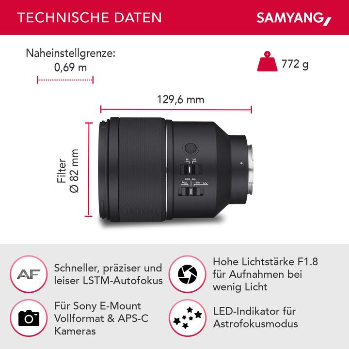 Produktbild Wiltec F1.8 (Sony E, APS-C / DX, Vollformat)