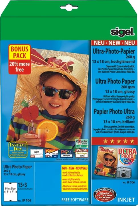 Actual product image Sigel Fotopapier (260 g/m², 13x18 cm, 15 pcs.)