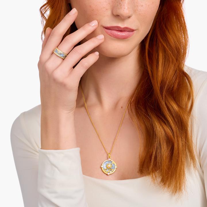 Immagine prodotto Thomas Sabo Anello blu con simboli cosmici placcati oro (52, 925 Argento)