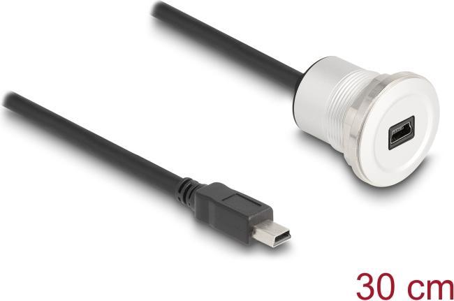 Produktbild Delock USB 2.0 Mini-B Einbaubuchse mit Kabelpeitsche Stecker (0.30 m, USB 2.0)
