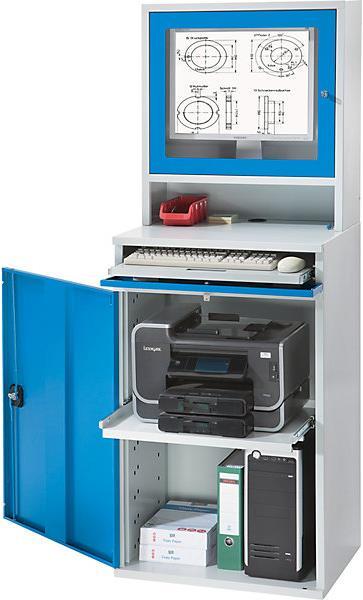 Image du produit eurokraft pro Poste de travail informatique, tôle d'acier