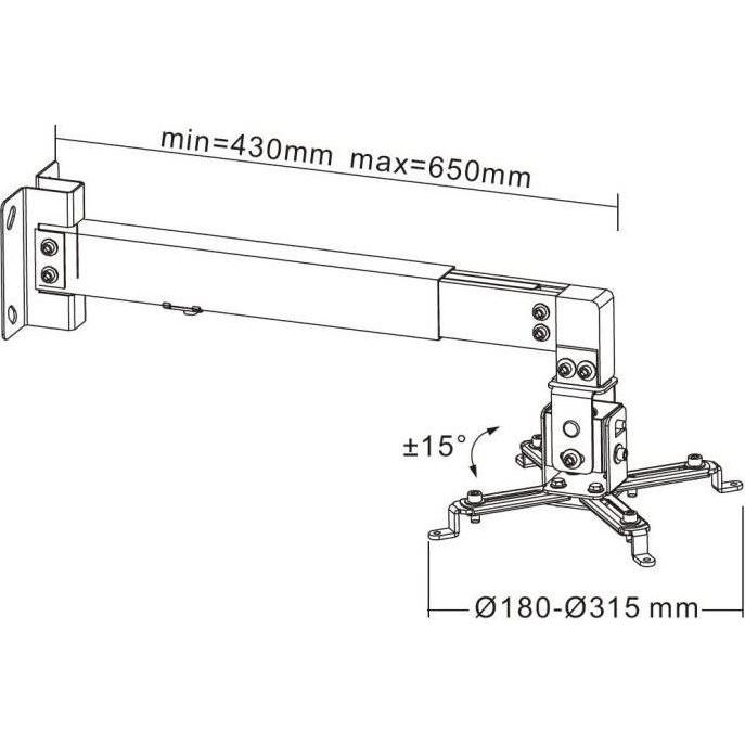 Cabletech Uchwyt do projektorów do ściany/sufitu (UCH0148) (Wand), Beamer Halterung, Grau