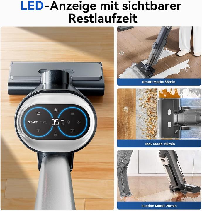 Image du produit Proscenic Aspirateur-laveur sans fil autonettoyant pour sols durs et saletés tenaces (Aspirer + balayer)