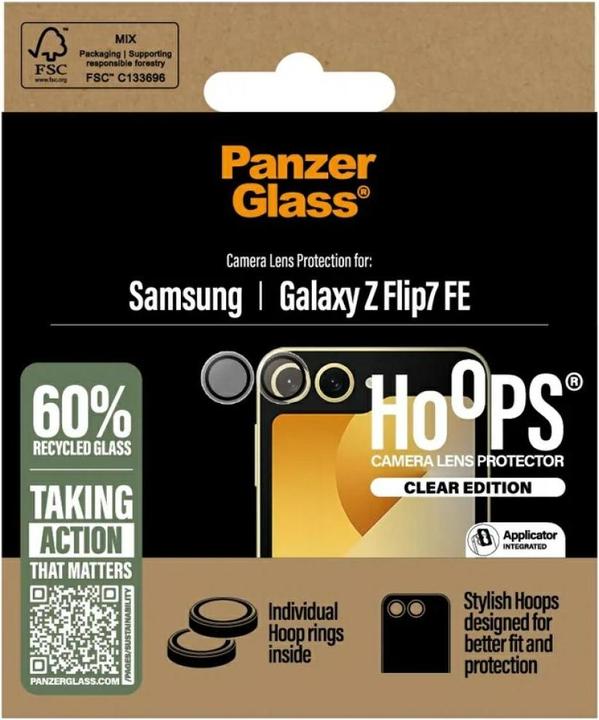 Produktbild PanzerGlass ® Hoops® Transparent Camera Lens Protector Samsung Galaxy Z Flip7 FE (1 Stk., Samsung Galaxy Z Flip7 FE)