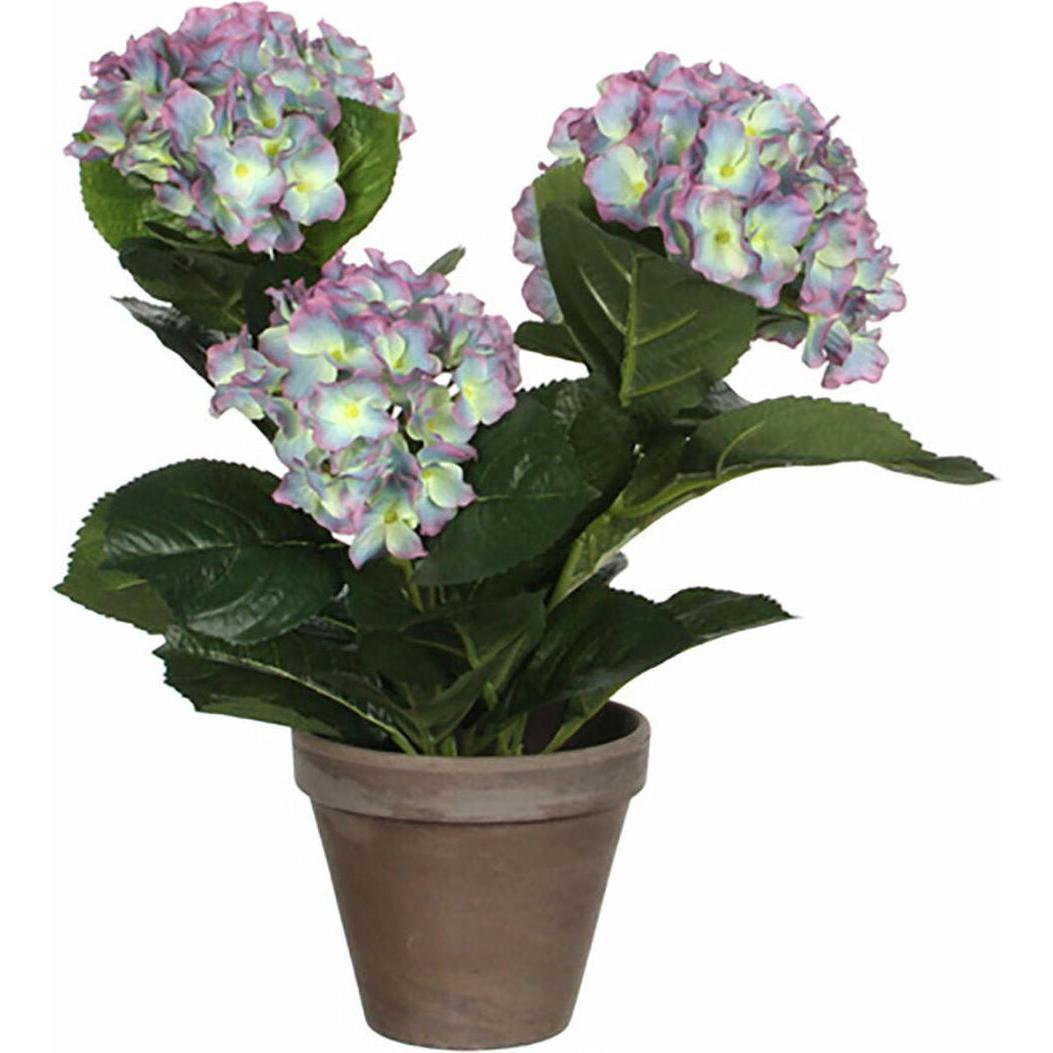 Mica, Kunstmatige planten, Kunstbloem Hortensia Decoratie H 40 cm paars (40 cm)