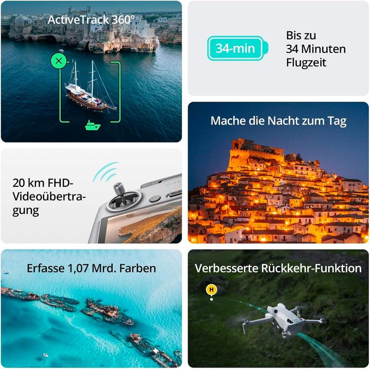 Produktbild DJI Mini 4 Pro Fly More Kombo (34 min, 249 g, 48 Mpx)
