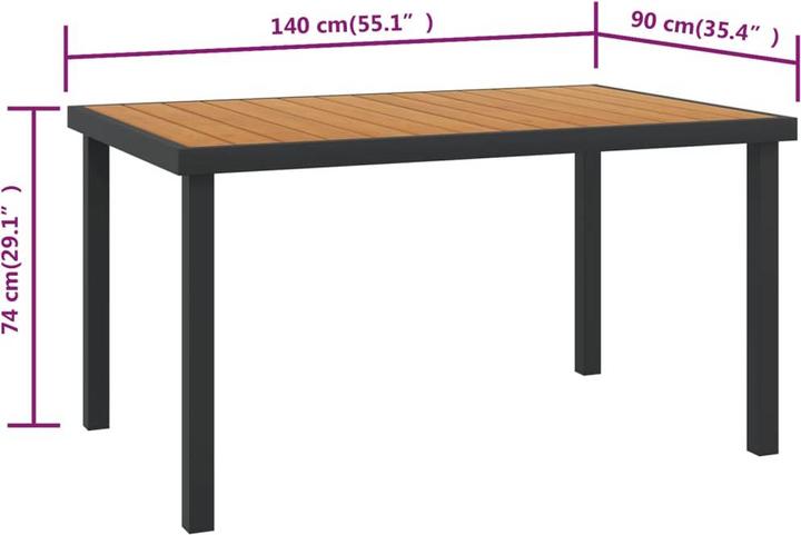 Produktbild vidaXL Gartentisch (90 x 140 x 74 cm)