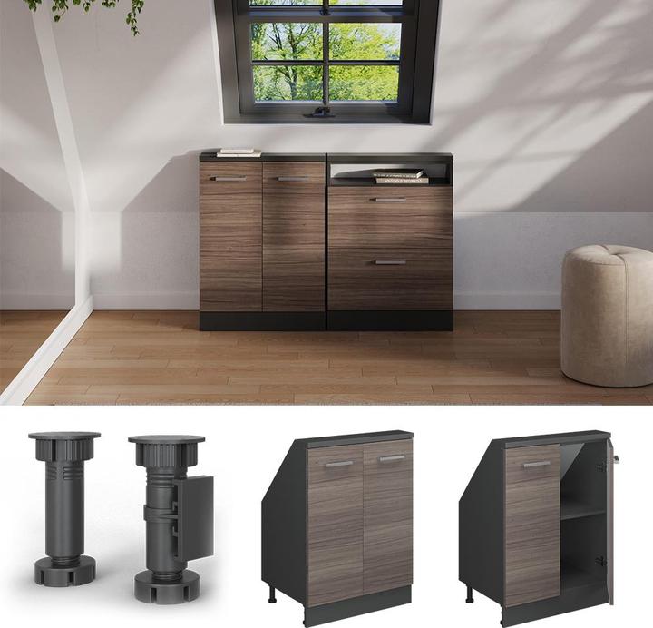 Produktbild Vichy Dachschrägenschrank Rion, Edelgrau/Anthrazit/Anthrazit, mit 2 Türen (46 x 60 x 81.60 cm)
