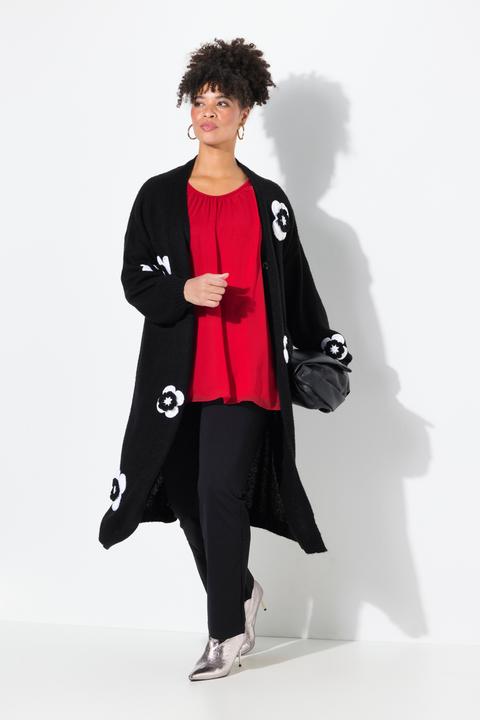 Produktbild Miamoda Strickjacke, Straight Fit, Blüten-Streifen, Langarm (50, 52)