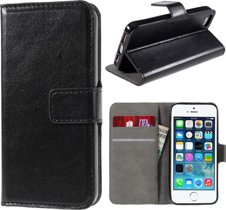 Produktbild Ueli Express iPhone SE 2016 / 5s / 5 Buch Etui Tasche Kunstleder mit Kartenfach Schwarz (Apple iPhone 5, Apple iPhone 5s)