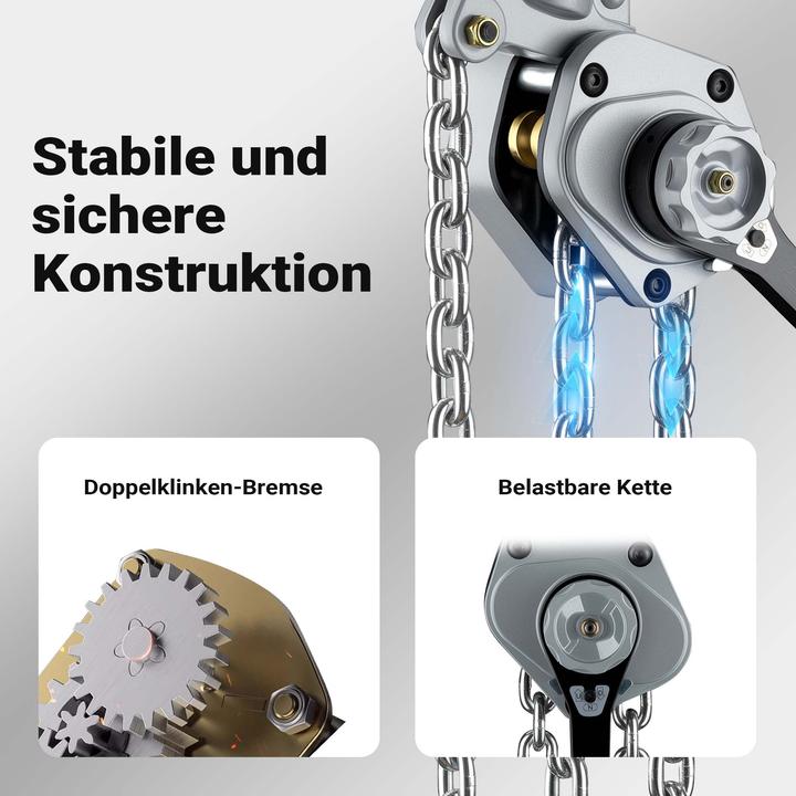 Produktbild Wiltec Mini Hebelzug bis 6t Handkettenzug 1,5m Hubhöhe Kettenzug Hebezeug