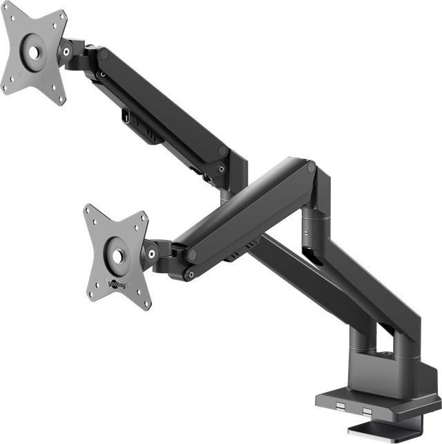 Productafbeelding Goobay Dubbele monitorbeugel met gasdrukveer, zwart (Tabel, 31.89")