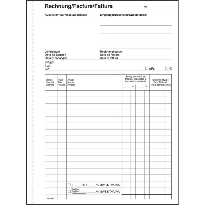 Immagine prodotto Favorit Fatture del libro copia carbone con carta autocopiante (100 x)