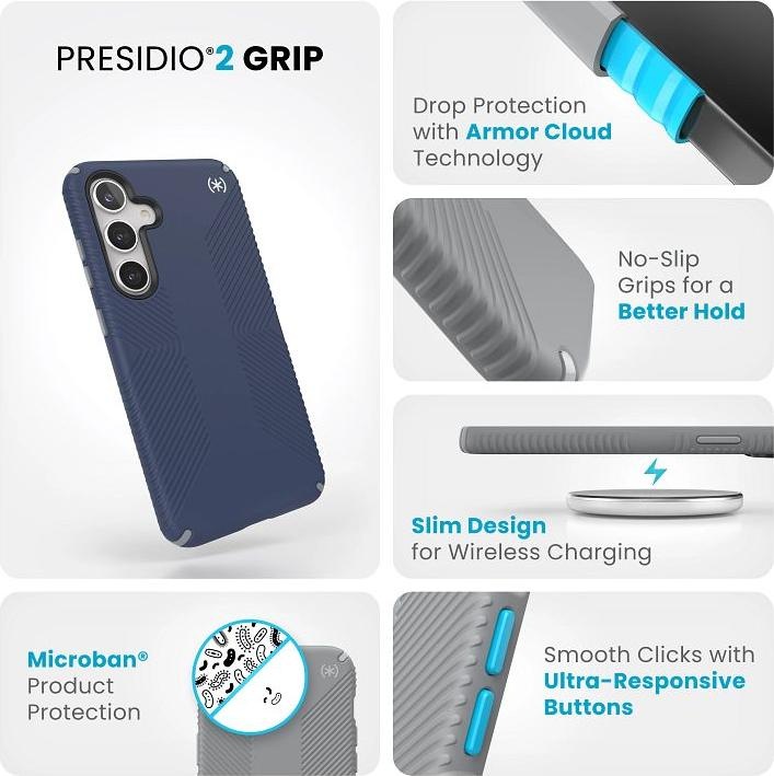 Produktbild speck Presidio2 Grip - Samsung Galaxy S24+ Hülle (Küstenblau / Staubgrau) (Samsung Galaxy S24+)