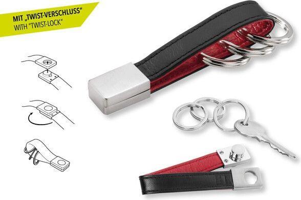 Produktbild Troika TWISTER RED PEPPER Schlüsselhalter Lederschlaufe, schwarz/rot
