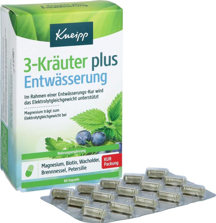 Actual product image 3-Herbs Drainage plus Capsules, 60 Capsules (60 Piece, Capsules)