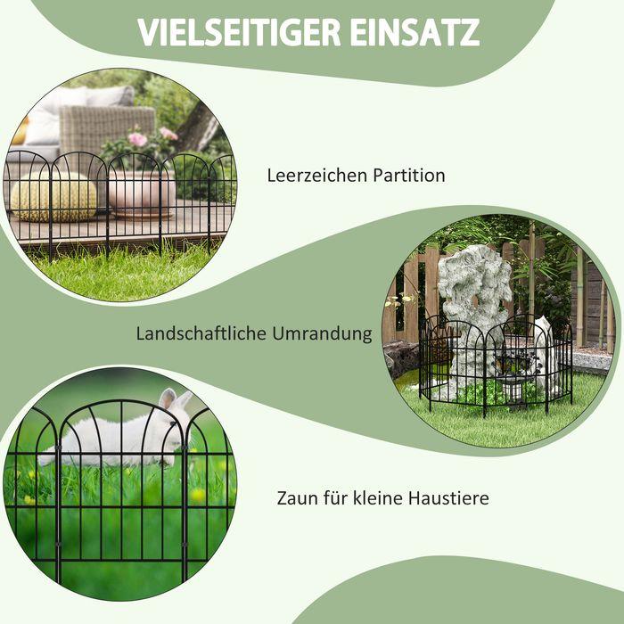 Produktbild Swisshandel24 Gartenzaun Dekorativer Metallzaun mit Fuss, 8er Set, Schwarz, 93x150cm