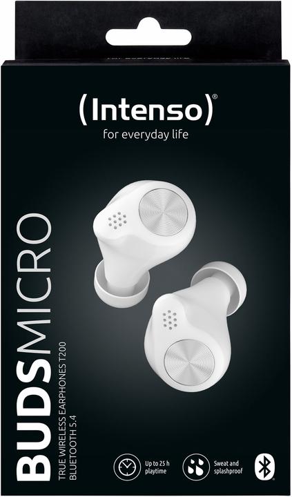 Produktbild Intenso Buds Micro - TWS True Wireless Kopfhörer T200 mit Gaming Mode und bis zu 25 Std. Musikwieder (Keine Geräuschunterdrückung, 6.50 h, Kabellos)