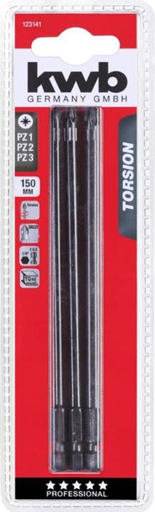 Actual product image kwb 3 Torsion Bits 150mm pozidriv (Torq)