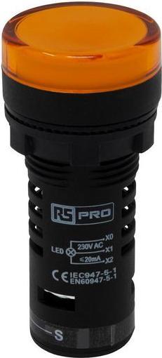 Produktbild RS PRO LED Indicator 22mm Yellow 230V Test Circ