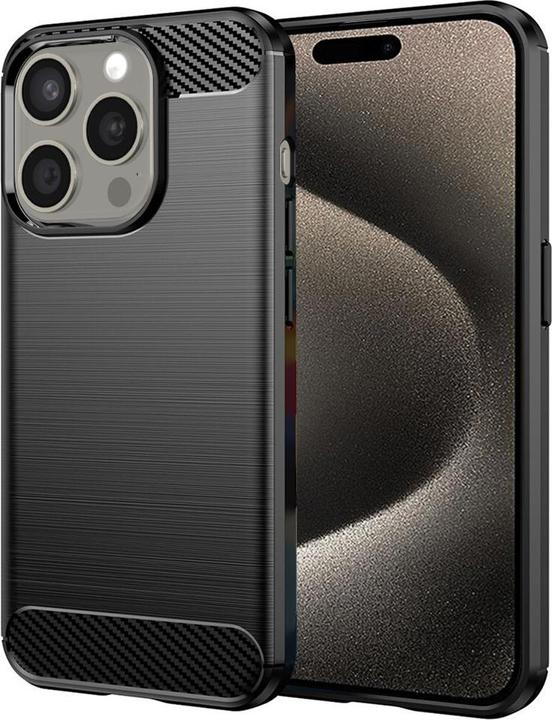 Techsuit - Carbon Silicone - iPhone 15 Pro Max - Black (Apple iPhone 15 Pro Max)