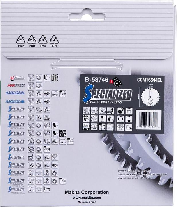 Image du produit Makita Lame de scie SPECIALIZED 165x20x44Z