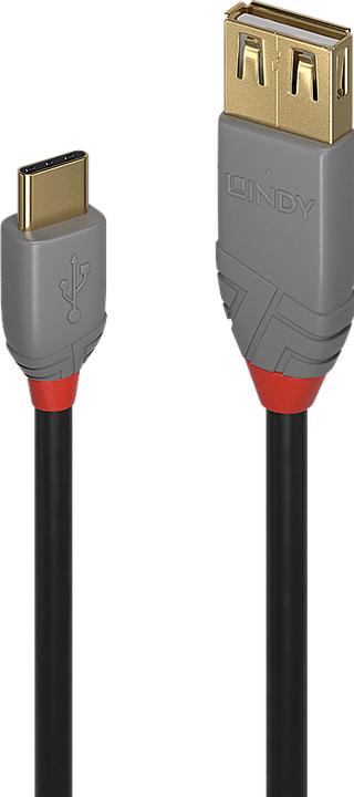 Image du produit Lindy 0,15m USB 2.0 Type C à A Anthra Line (0.15 m, USB 2.0)