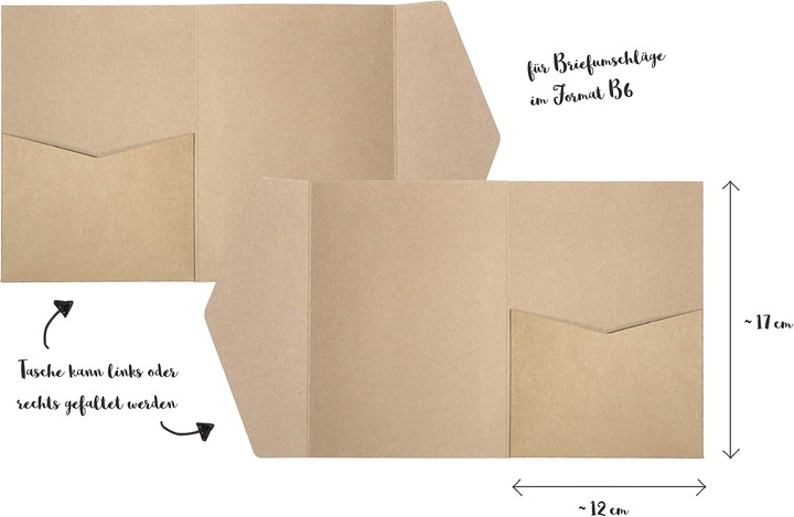 Produktbild Hochzeit DIY 50 x Pocketfold Einladungskarten mit Umschlägen (50 Stk.)