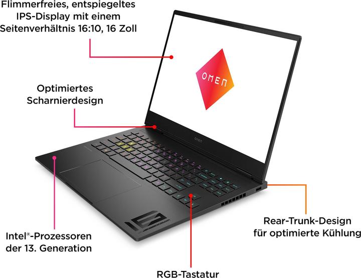 Immagine prodotto HP Omen Transcend 16-u0950nz (16", Intel Core i9-13900HX, 32 GB, 2000 GB, CH)