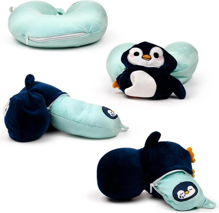 Immagine prodotto Sombo Cuscino da viaggio in peluche con pinguino (Cuscino per testa e collo)