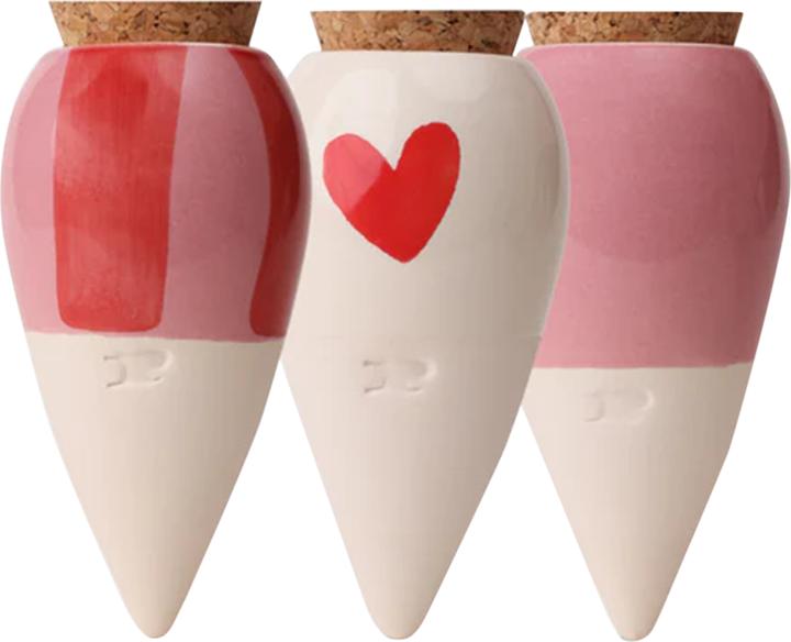 Bewässerungskegel Mini Ollas Rosa Herzen (3er Set) (Cono di argilla)