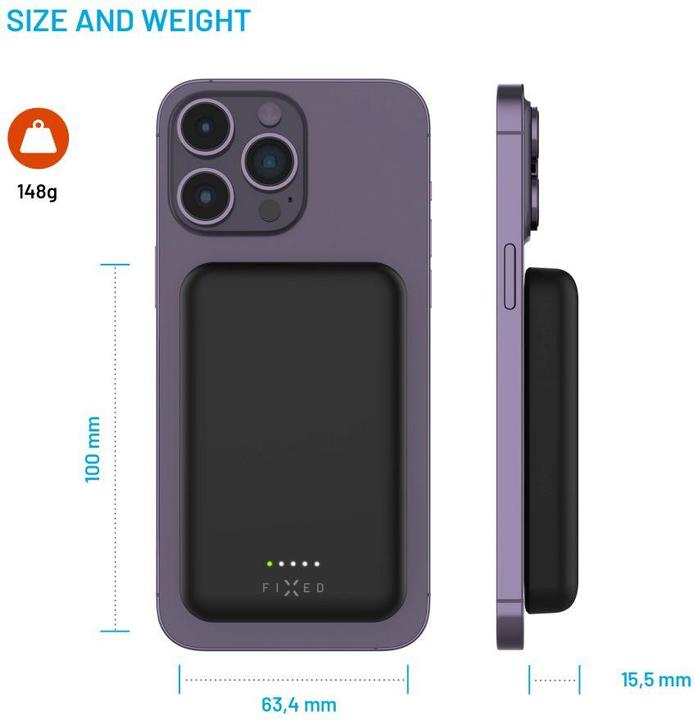 Produktbild Fixed MagZen, 6 000 mAh, Black (6000 mAh, 20 W, 23.10 Wh)