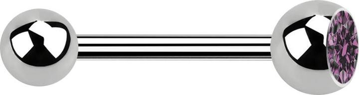 Image du produit Star Piercing Barbell argent avec boule et cristal boule violet clair (Titane, sans laiton)