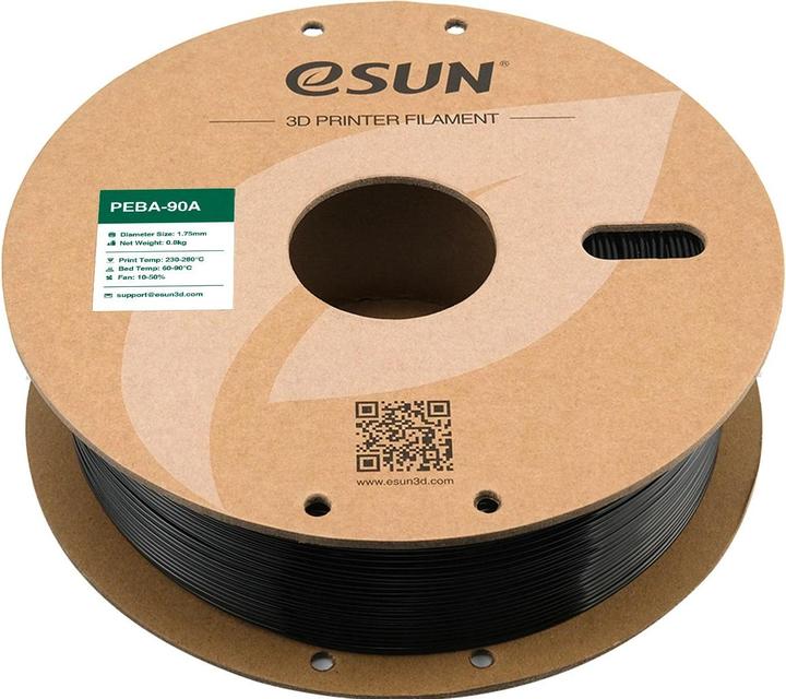 Produktbild eSUN Filament PEBA 90A Schwarz 1.75 mm 1 kg (PEBA, 1.75 mm, 800 g)