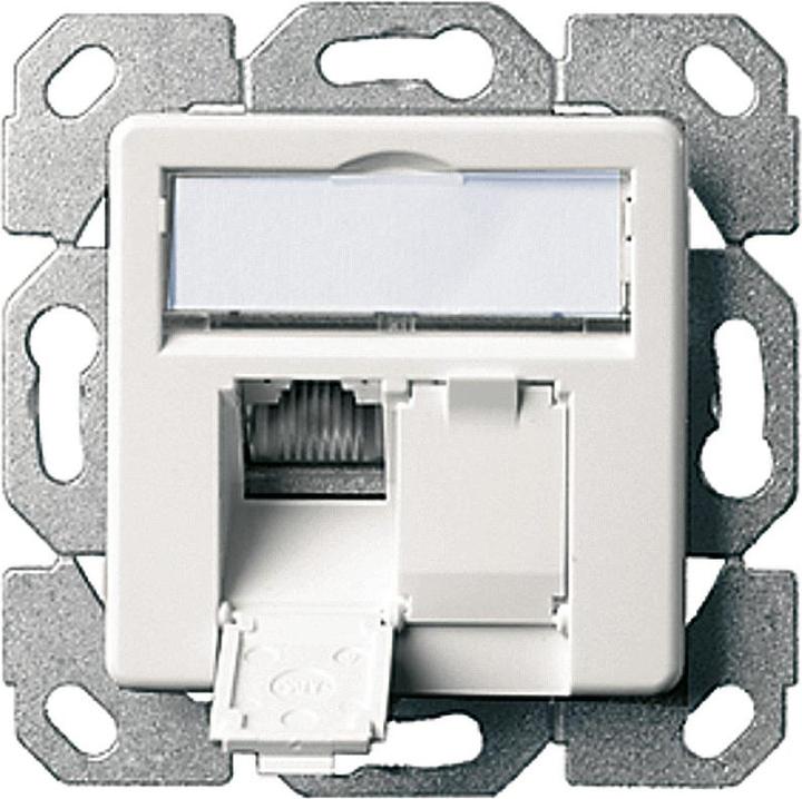 Produktbild Telegärtner Anschlussdose AMJ45 8/8 K Up/50 Cat.6A perlweiss RAL 1013, 2xRJ45