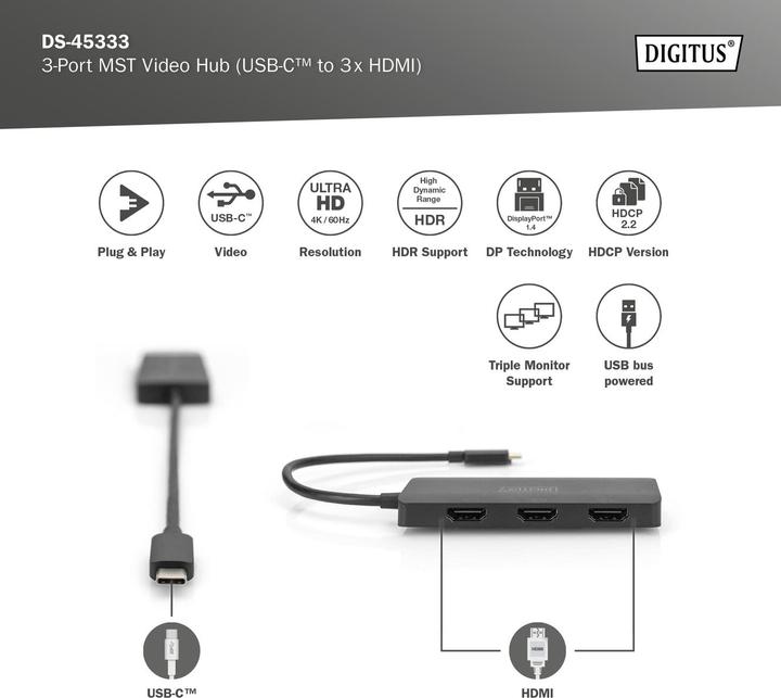 Produktbild Digitus DS-45333 (USB-C, 3 Port)