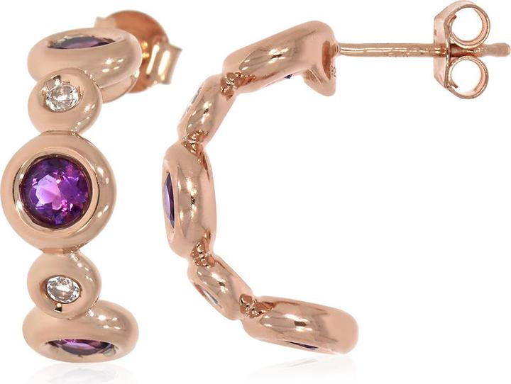 Image du produit Xen Créoles avec améthyste et topaze blanche env. 2,87 ct. plaqués or rose (Argent sterling 925)