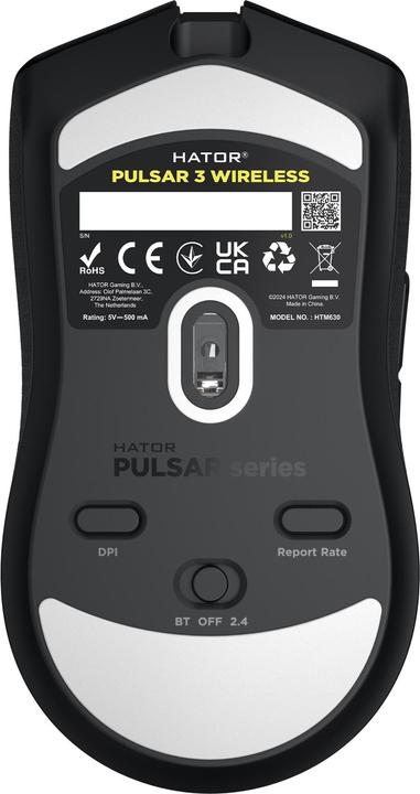 Actual product image Hator Pulsar 3 Wireless, black - Optical Yellow 100M Switches PixArt PMW 3311 (HTM630) (Wireless)