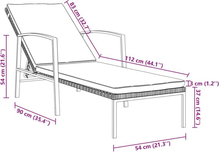 Immagine prodotto vidaXL Sonnenliege mit Tisch (195 cm)