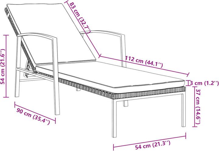 Actual product image vidaXL Sonnenliege mit Tisch (195 cm)