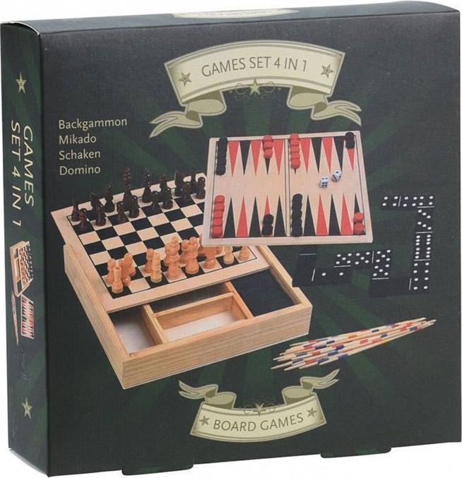 Produktbild 4-in-1-Spielbox aus Holz, 17 cm