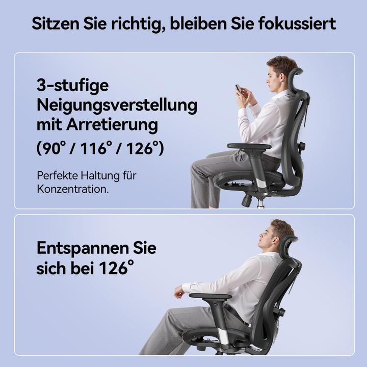 Actual product image Sihoo Ergonomischer Bürostuhl M57 mit 3D-Armlehnen und Lendenstütze