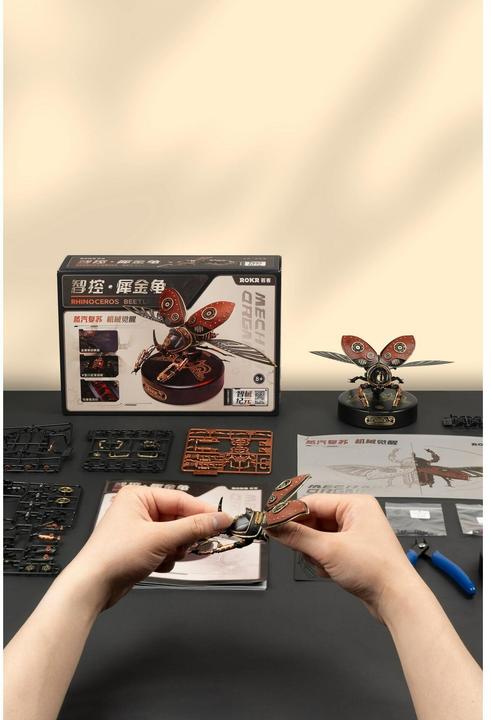 Productafbeelding Rokr 3D steampunk kever bouwpakket : Neushoornkever (156 onderdelen)