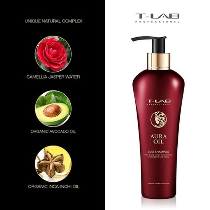 Actual product image T-Lab Professional Aura Oil Duo Shampoo 300 ml Unisex Professional (300 ml, Liquid shampoo)
